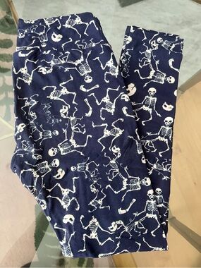 LuLaRoe Navy Blue Skeleton Print Leggings